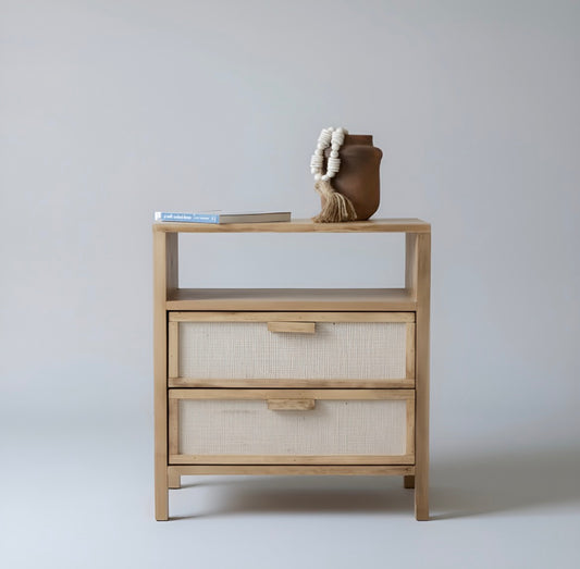 Mesa De Luz Madera Nordica Moderna Color Petiribi 2 Cajones