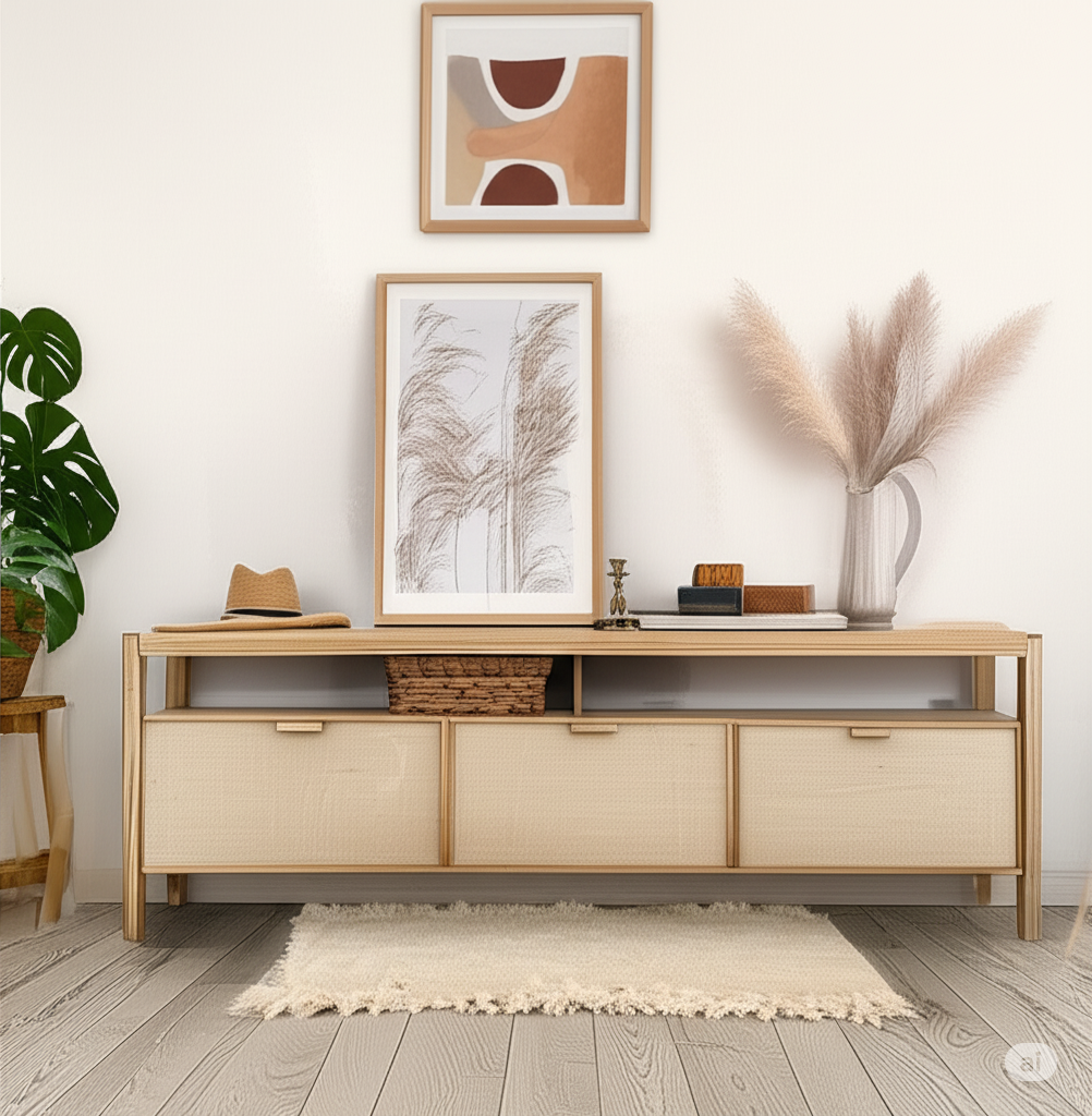 Mueble Rack para Tv Mesa Alamo Macizo Fibra Natural Alta calidad