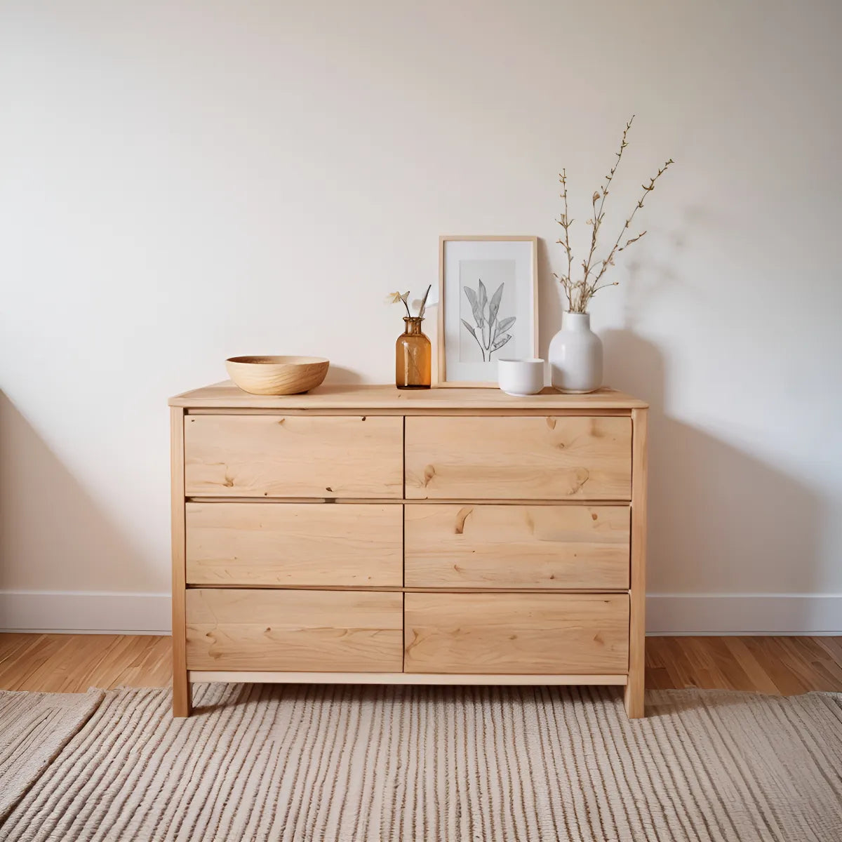 Comoda Cajonera Madera Alamo Macizo 6 Cajones Dormitorio