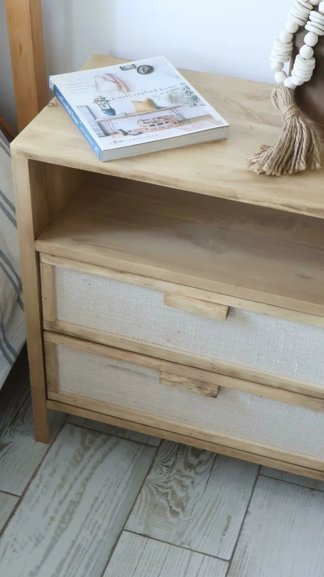 Mesa De Luz Madera Nordica Moderna Color Petiribi 2 Cajones