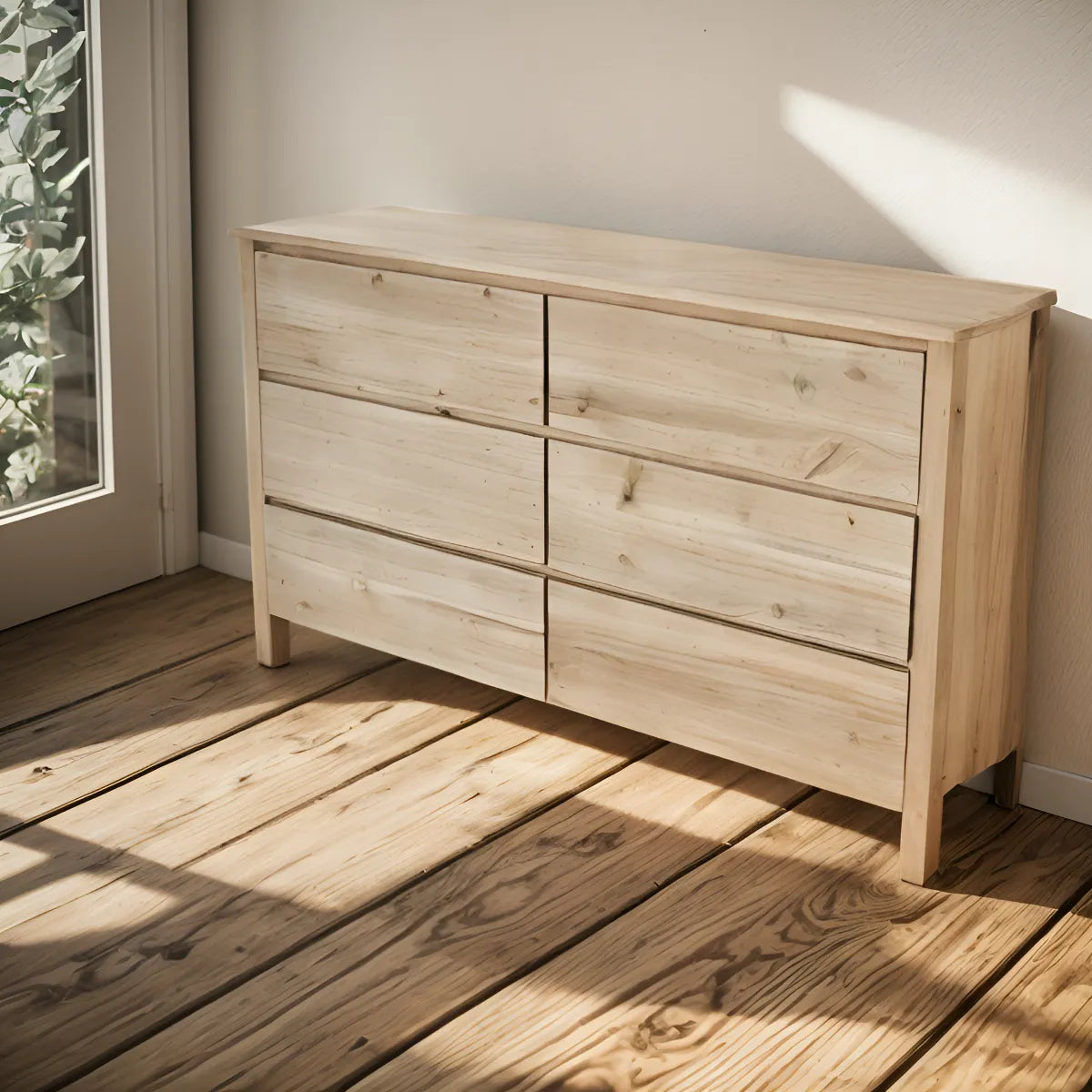 Comoda Cajonera Madera Alamo Macizo 6 Cajones Dormitorio