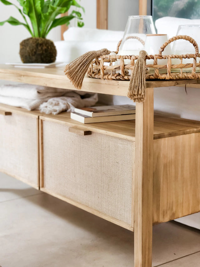 Mueble Rack para Tv Mesa Alamo Macizo Fibra Natural Alta calidad