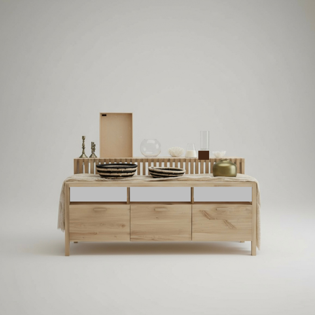 Rack Tv Mueble Nordico De Madera Maciza 2 y 3 Cajones