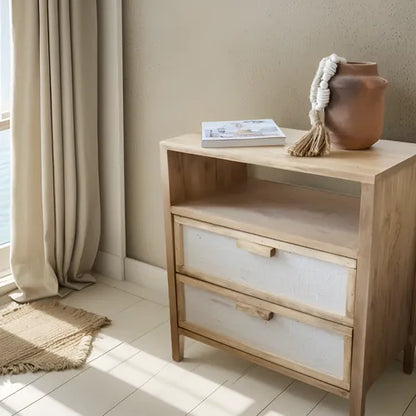 Mesa De Luz Madera Nordica Moderna Color Petiribi 2 Cajones
