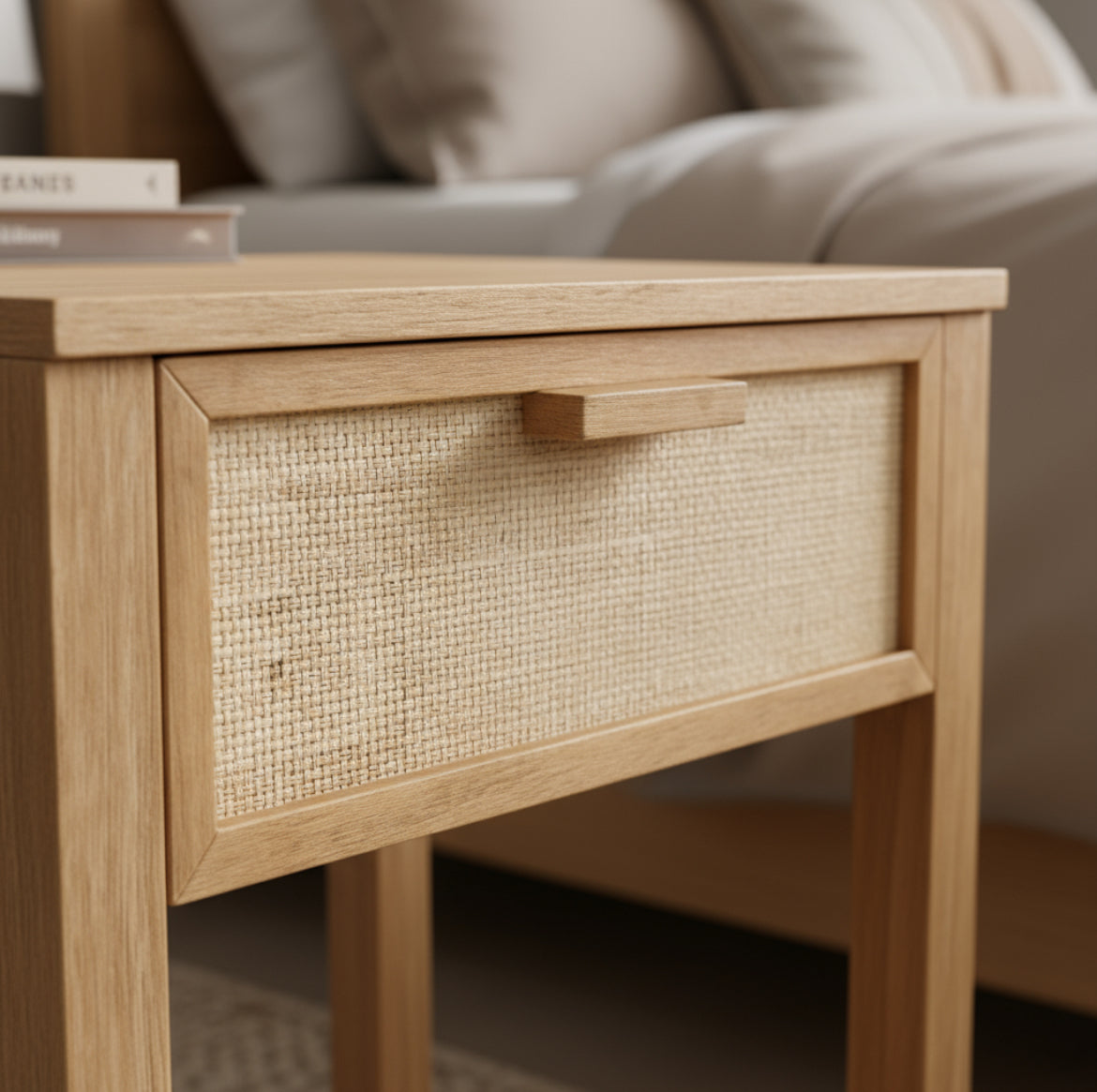 Mesa De Luz Madera Alamo Macizo Teñido En Color Petiribí