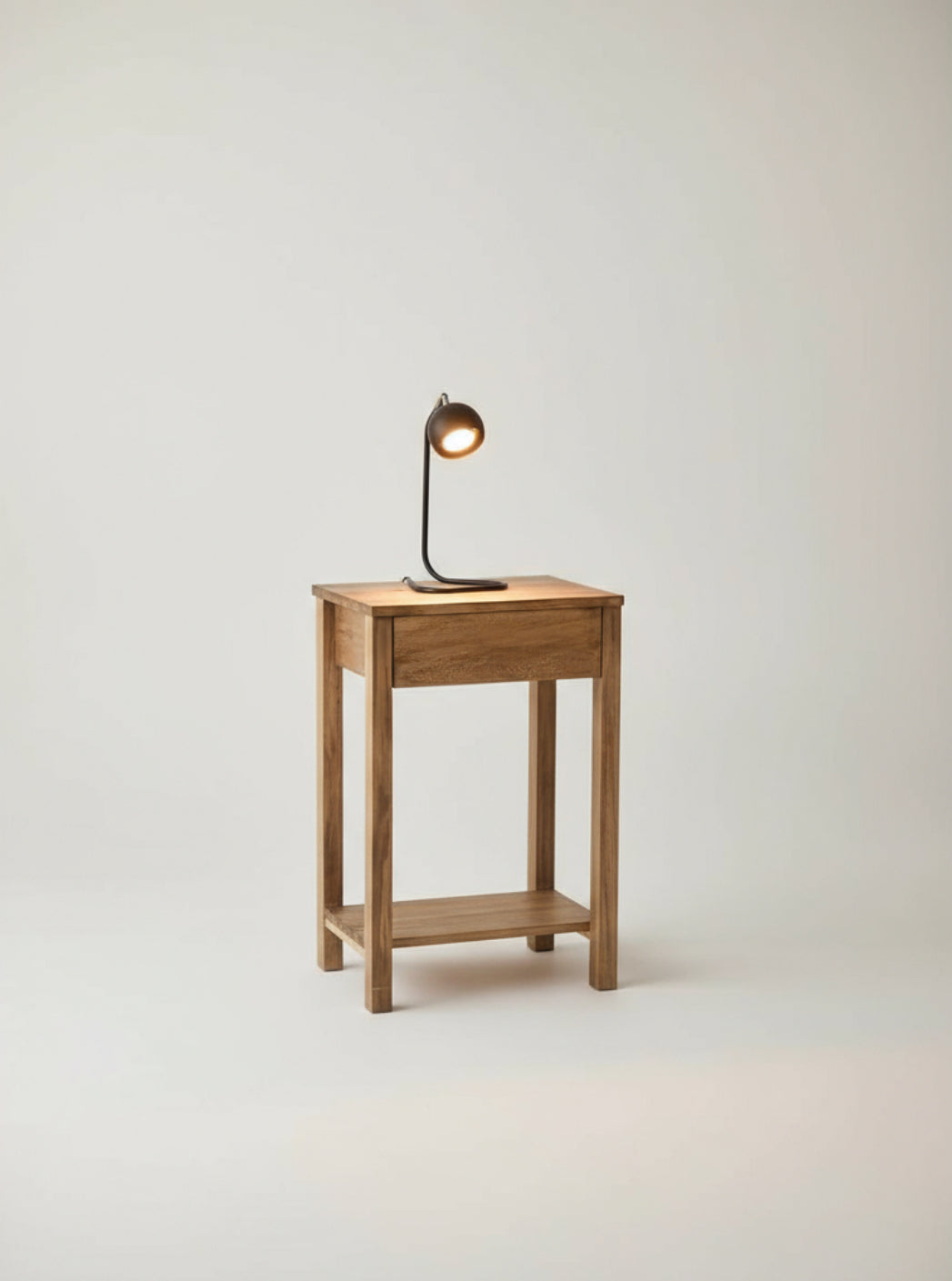 Mesa De Luz Madera Minimal Con Cajon Teñido Color Petiribi