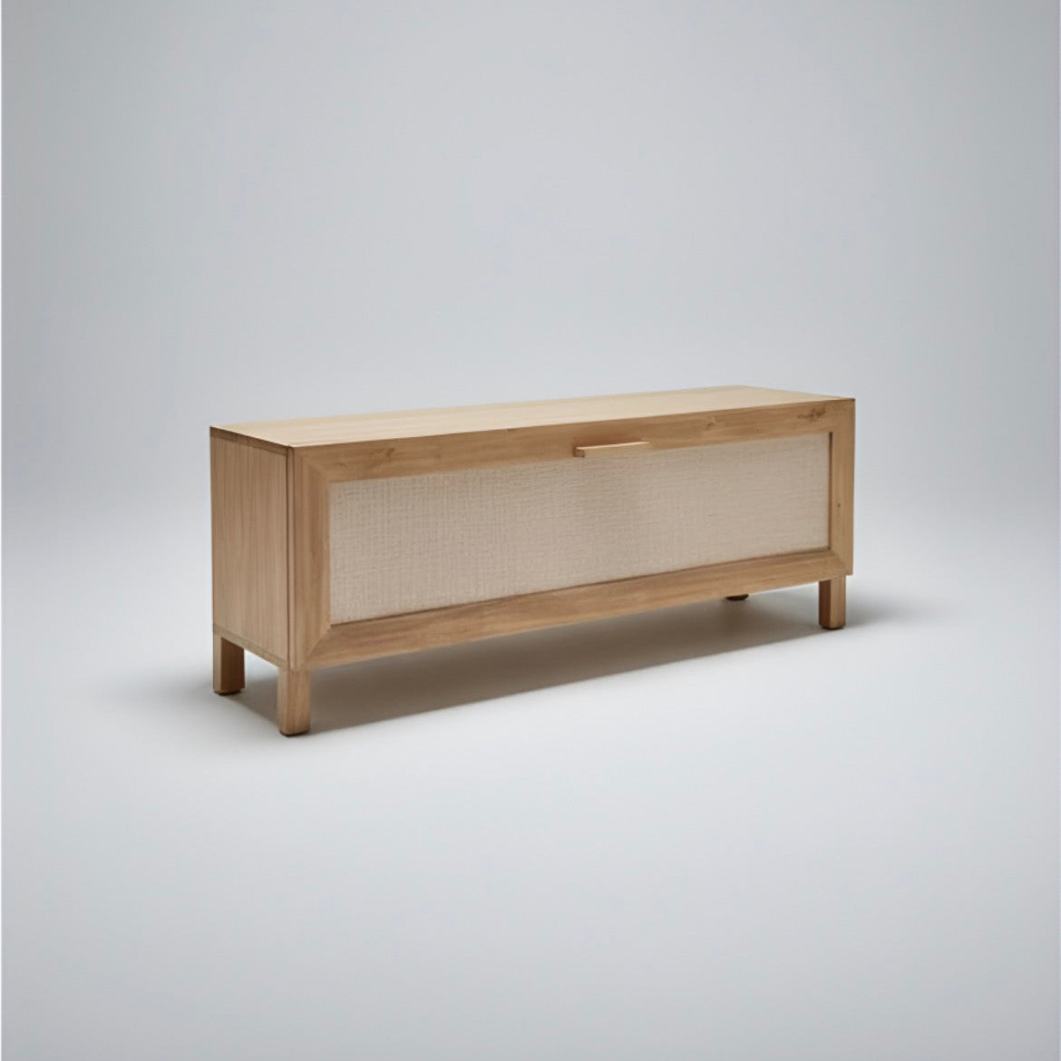 Zapatero Pie De Cama Madera Maciza Y Fibras Naturales