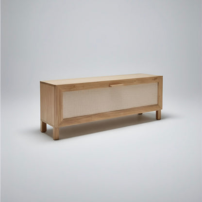 Zapatero Pie De Cama Madera Maciza Y Fibras Naturales