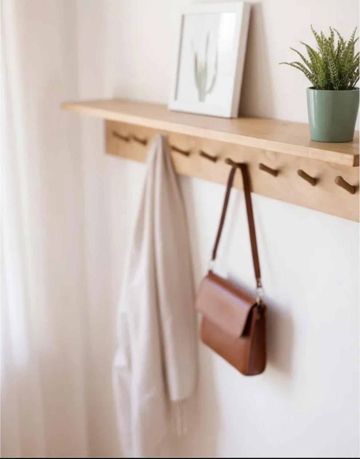 Perchero Pared Madera Nordico Con Estante Repisa