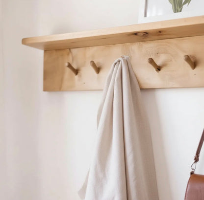 Perchero Pared Madera Nordico Con Estante Repisa