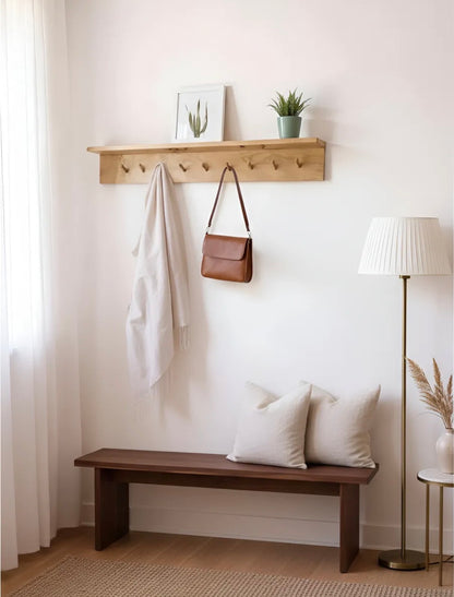 Perchero Pared Madera Nordico Con Estante Repisa