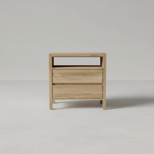 Mesa De Luz Mesita Alamo Macizo 2 Cajones 65x60x35 Nordico