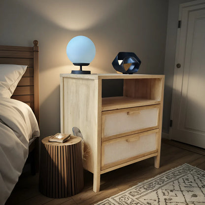 Mesa De Luz Madera Nordica Moderna Color Petiribi 2 Cajones