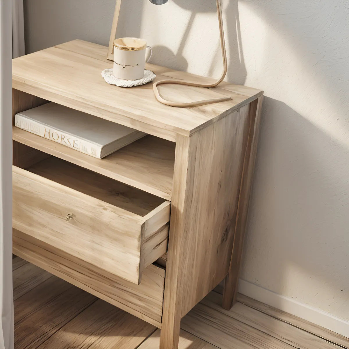 Mesa De Luz Mesita Alamo Macizo 2 Cajones 65x60x35 Nordico