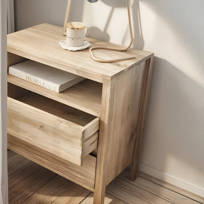 Mesa De Luz Mesita Alamo Macizo 2 Cajones 65x60x35 Nordico