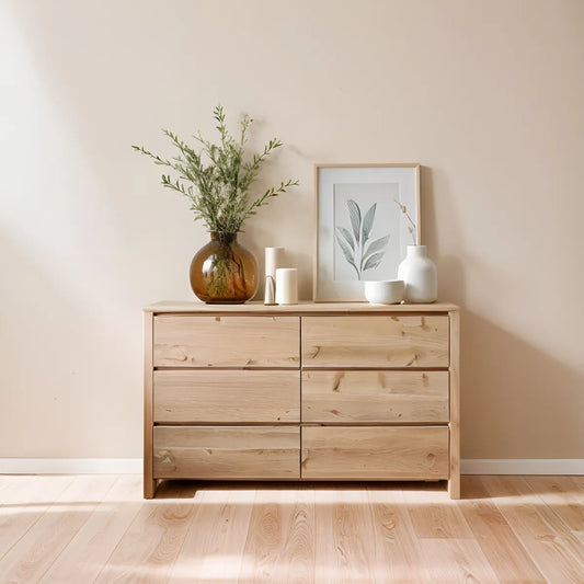 Comoda Cajonera Madera Alamo Macizo 6 Cajones Dormitorio